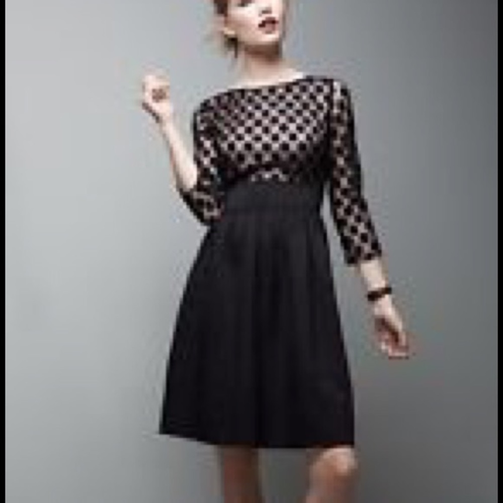 NWT Eliza J Dot Mesh Bodice Fit & Flare Dress